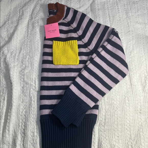 Kate Spade Navy and Pink Striped Sweater with Yellow Accent size S - Picture 7 of 7